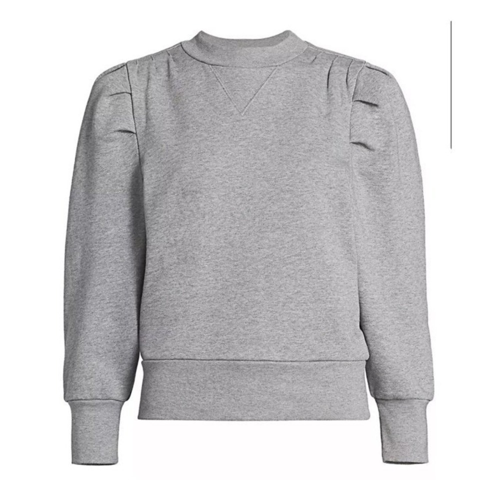 FRAME Gris Heather Grey Puff Sleeve Crewneck Sweatshirt Long Sleeve XXS Gray